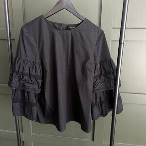 Black cotton bell sleeve top Who What Wear